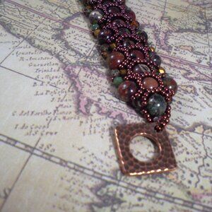 African Red Brecciated Jasper Gemstone Cuff Bracelet